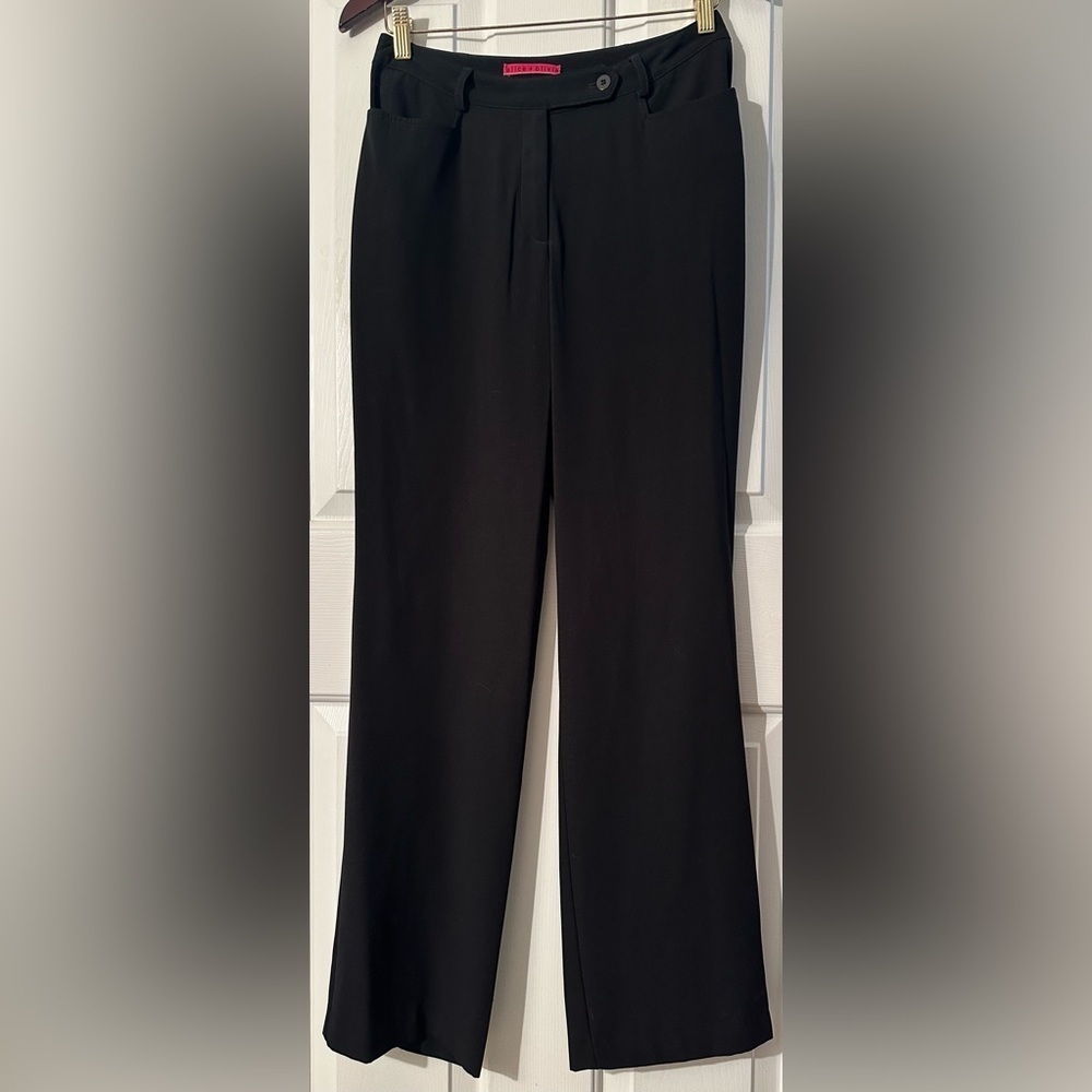 ALICE + OLIVIA VINTAGE 6 Made USA Black Flat Front Classic Trousers Minimalist